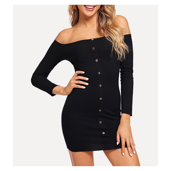 MBM Unlimited Dresses & Skirts - Black Off the Shoulder Bodycon Mini Dress